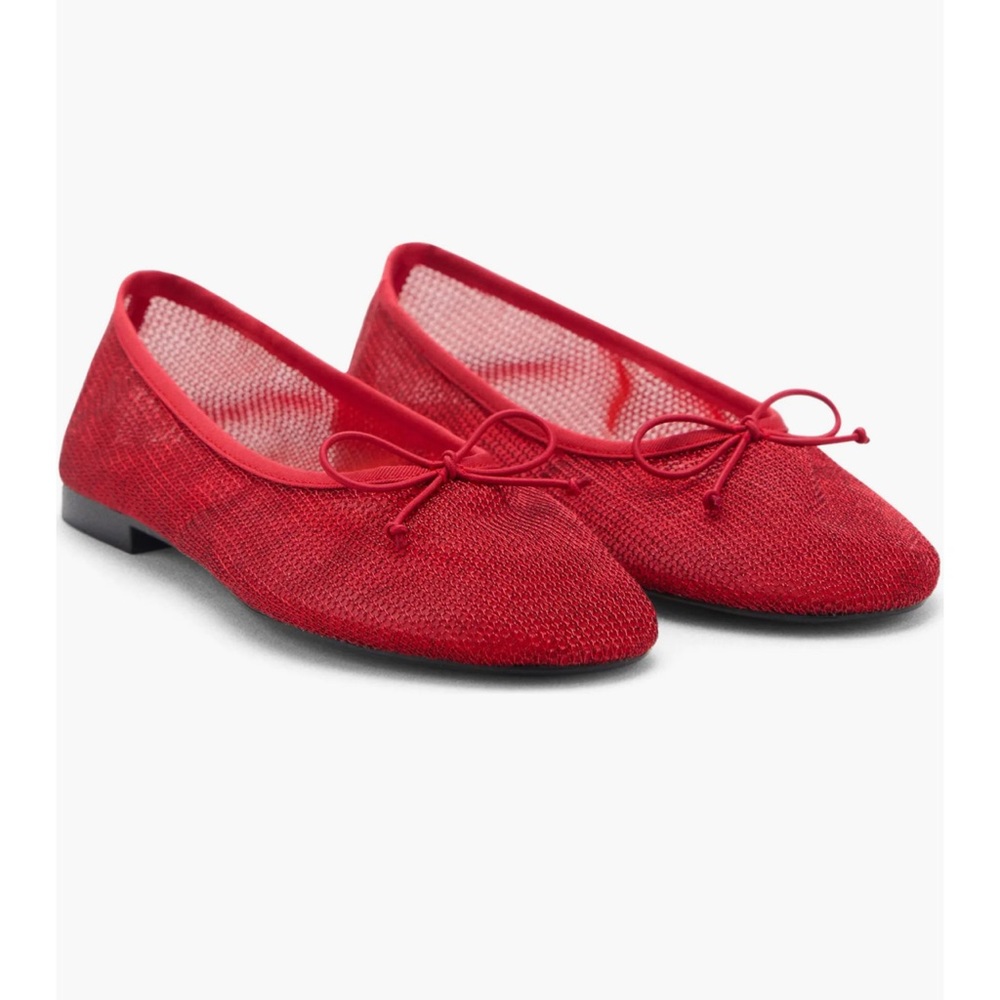 Mango red mesh ballet flats